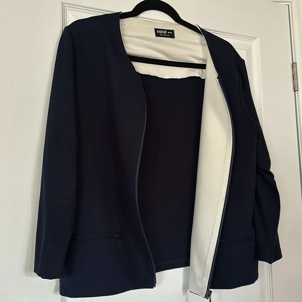 Miik Navy Zip-Front Blazer Jacket - Picture 3 of 3